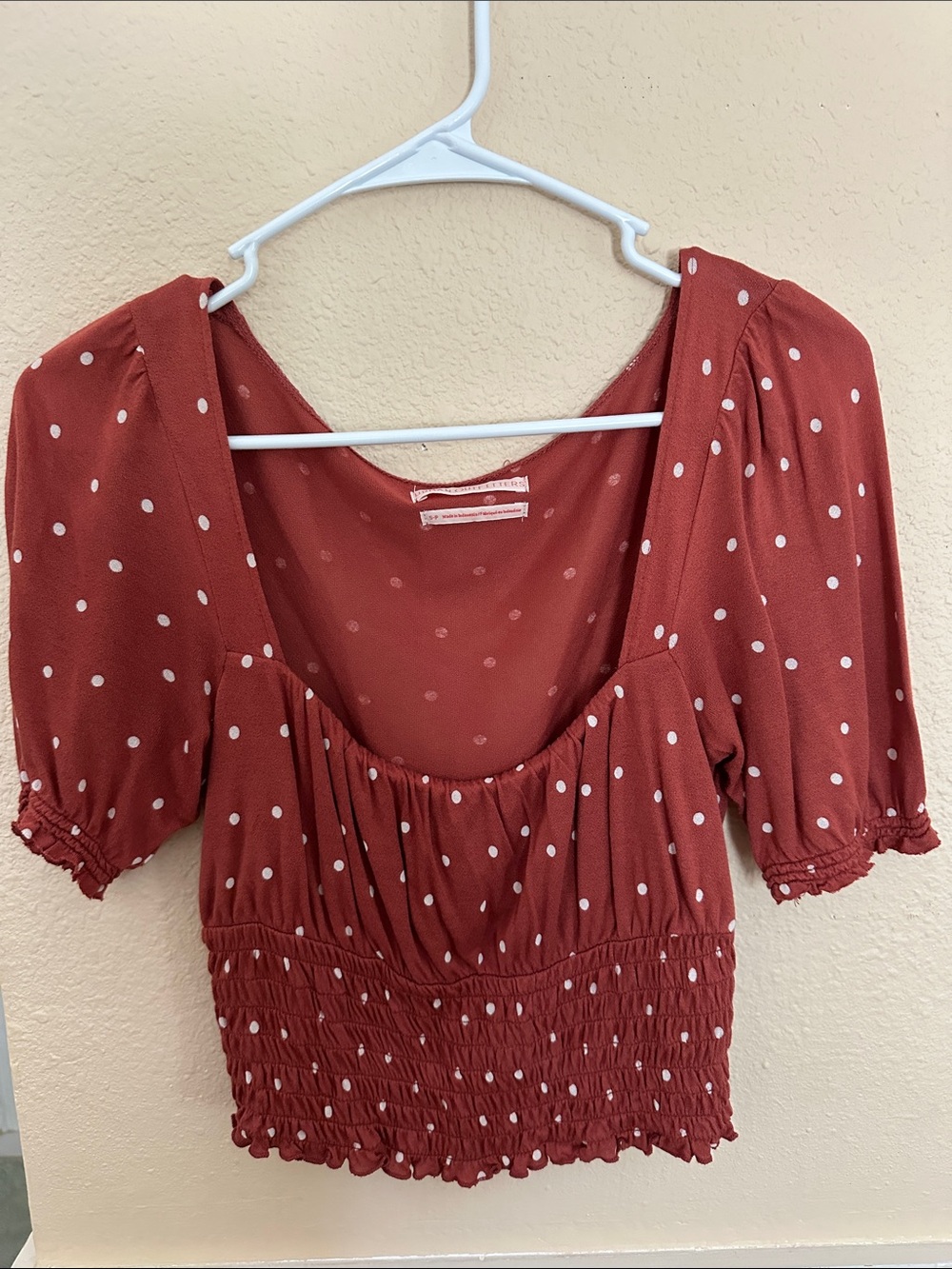Urban Outfitters Rust Red Polka Dot Crop Top